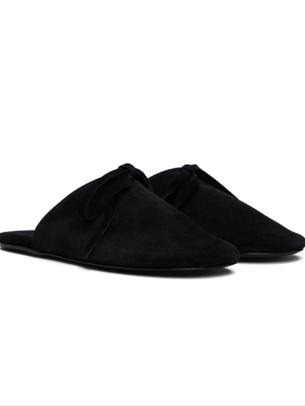 Marie Adam-Leenaerdt Black Bow Suede Slippers (FR 40 ITL 39) New